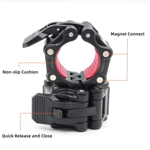 VMFTS 2 inch Olympic Barbell Clamps with Magnets Double Lock Non-Slip Magnetic Weight Clips 50mm Barbell Collars Quick Release Barbell Clips for Weightlifting Bars Body-Building Apparatus