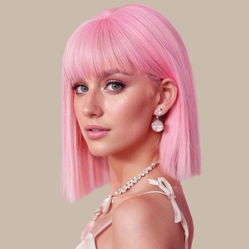 Pink Bob Wig With Bangs Short Pink Bob Wigs for Women Straight Bob Bangs Wig 12Inch Heat Resistant Synthetic Hair Natural Looking For Daily Party Use