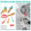 Wooden Dentist Kit for Kids, 41 Pieces Toy Medical Kit with Stethoscope & Medical Storage Bag, Montessori Pretend Doctor Kit Toys for 3 4 5 6 Years Old Boys Girls