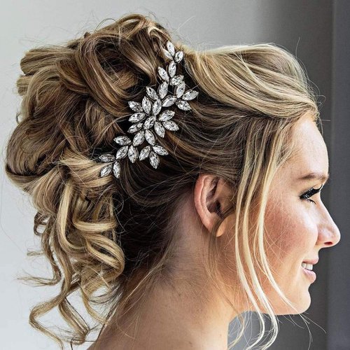 Unicra Bride Crystal Wedding Hair Comb Silver Bridal Side Comb Rhinestone Hair Accessorie for Women and Girls (A-Silver)