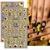 4Sheets Sunflowers Nail Art Stickers Decals 5D Embossed Summer Sun Flowers Nail Decals Engraved Flower Nail Sticker Designs Self-Adhesive Nail Sticker Supplies for Women Floral Manicure Decorations