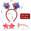 4 PCS Patriotic Party Accessories - Independence Day Headband, Star Sunglasses, Red White Blue Party Favors and Memorial Day Supplies
