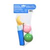 The Dodo Telescoping Ball Launcher Dog Toy with 2 Rubber Balls; Collapsible Fetching Dog Ball Toy, 9in Total Length; Dog Ball Thrower in Blue and Yellow, Portable