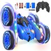 Remote Control Car,2.4Ghz RC Stunt Car with Light Strip,4WD Off Road RC Crawler,Double Sided Hand Remote Control Car 360° Rotating Recharge RC Stunt Car Toy for Boys Girls 6-14 Birthday (Blue)