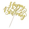 Naicaek Handmade Glitter Happy Birthday Cake Topper,Birthday Party Cake Decorations, Anniversary/Birthday Party Decoration Supplies (Gold)