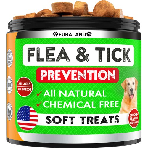 Flea and Tick Prevention for Dogs Chewables - Made in USA - Natural Flea and Tick Supplement for Chews - Oral Flea Pills - No Mess | No Collars - All Breeds and Ages - Tasty Soft Tablets
