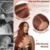 BrownBomb Cooper Blond Wear and Go Glueless Wigs Pre Plucked Pre Cut for Beginners Synthetic Lace Front Wigs For Woman With Bangs Long layered Straight 26 Inch Ginger Highlights 3 Seconds to Wear