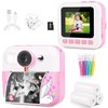 Moizoe Instant Print Kids Camera, Christmas Birthday Gifts for Kids Girls Boys, 1080P HD Digital Video Kids Camera, Girls Toys Age 4 5 6 7 8 9 10 Years Old with 32GB SD Card, Pink