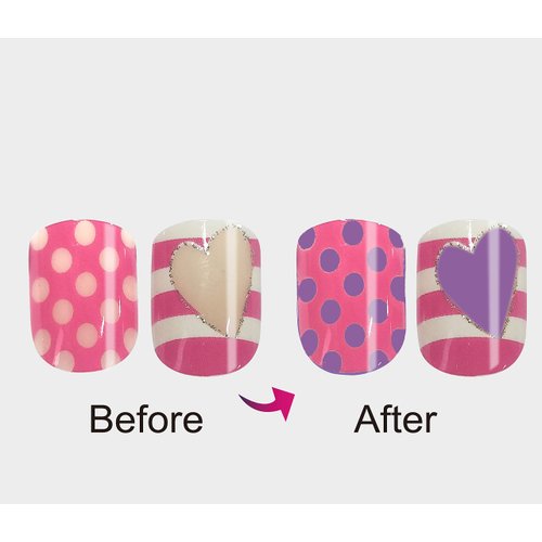 Vivace 4Pack 48Tips Color Changing Under Sun Fake Nails, Artificial Preglued Junior Sticker Nails 11461 etc (Sun 1)