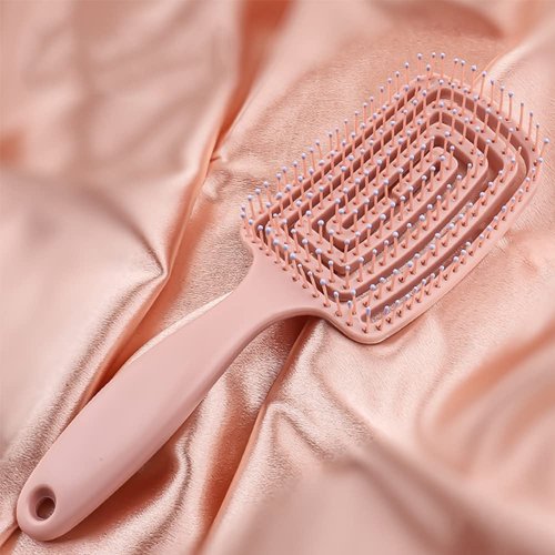 Hair Brush Dry Wet Hair Brush Detangling for Fine, Thick, Curly Hair - Curved and Vented Hair Brush for Women, Men or Kids Faster Blow Drying Styling Professional Paddle Vent detangler (Rose gold)