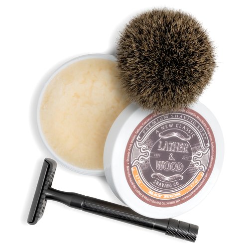 Lather & Wood Shaving Soap - Bay Rum - Simply the Best Luxury Shaving Cream - Tallow - Dense Lather with Fantastic Scent for the Worlds Best Wet Shaving Routine. 4.6 oz (Bay Rum)