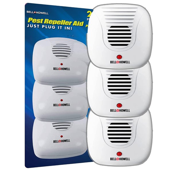 Bell + Howell Ultrasonic Pest Repeller Home Kit (Pack of 3), Ultrasonic Pest Repeller, Pest Repellent for Home, Bedroom, Office, Kitchen, Warehouse, Hotel, Safe for Human and Pet