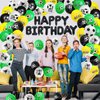 50Pcs Football Balloons for Boys, Green Black White Soccer Latex Balloons Soccer Printed Balloons Soccer Balloons for Football Soccer Sports Theme Birthday Party Supplies Baby Shower Decor