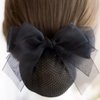 Bowknot Hair Bows for Women, Hair Nets for Buns | Hair Bows Fine Mesh with Lace Hair Net | Big Bows for Girls & Snoods for Women Hair | Black Bows for Girls Hair | Bun Cover For Hair, Black