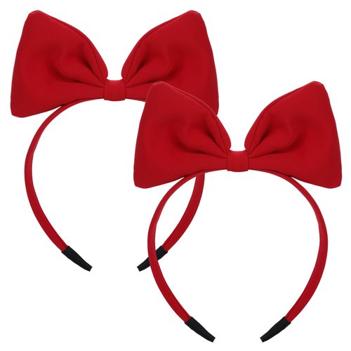 WLLHYF 2Pack Red Bow Headband Big Bowknot Headband Halloween Headdress for Women and Girls Makeup Hair Band Hair Hoop Hair Accessories for Christmas Party and Cosplay