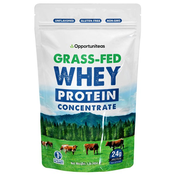 Grass Fed Whey Protein Powder Concentrate - Unflavored & Unsweetened - Pure Protein Supplement for Drink, Smoothie, Shake, Cooking & Baking - Non GMO, Hormone Free & Gluten Free - 1 Pound