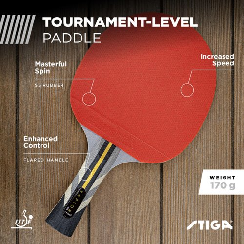 STIGA Carbon Fiber Ping Pong Paddle - 2mm Sponge, Flared Handle - Performance Table Tennis Racket, Black
