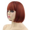SYXLCYGG Bob Wig Short Red Wigs Synthetic 10" Straight Womens Hair Wig With Bangs Girl Cosplay Party White Women Daily (Free Wig Cap)