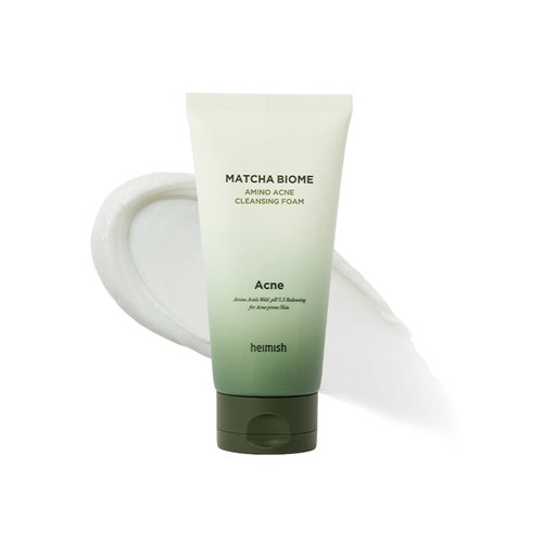 HEIMISH Matcha Biome Amino Acne Cleansing Foam 150ml, Acne Cleanser, Soothing & Refreshing, Calming, Hydrating, Daily Facial Cleanser, Normal to Sensitive Skin, Removes Dead Cells