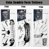 Fake Zombie Face Tattoos for Halloween Makeup Kit, Day of the Dead Skull Face Tattoos Halloween Costume Prank Temporary Tattoo for Women Mens