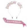 NQEUEPN Birthday Sash and Crown, Pink It's Me Hi i'm The Birthday Girl Sash and Crown Rhinestone Headband Hair Accessories for Women Girls Gift Birthday Decoration Party Favors