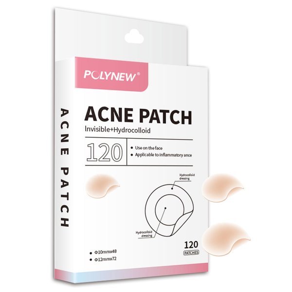 POLYNEW Acne Pimple Patches for Face (2 Sizes 120 Count), Invisible Hydrocolloid Acne Pimple Patches, Acne Dots, Acne Spot Treatment, Pimple Stickers, Pimple Patches