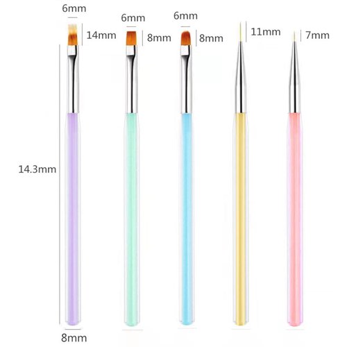 Beautifultracy 5 Pieces Nail Brushes Set Nail Design Brushes Nail Tools for Drawing Nail Polish Pens for Nail Art Design