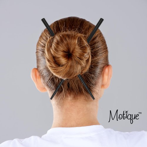 2 Sets of Wooden Hair Sticks Chopsticks for Women - Black & Black