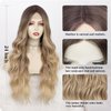AISI QUEENS Ombre Blonde Wigs for Women Long Curly Wavy Wigs Heat Resistant Synthetic Fiber Wigs Hair Replacement Wigs for Daily Party Use 24 Inch