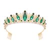 Oriamour Rhineshtone Wedding Tiara for Bride & Flower Girls - Princess Tiara Headband Bridal Queen Crown With Combs For Women And Girls (Green)