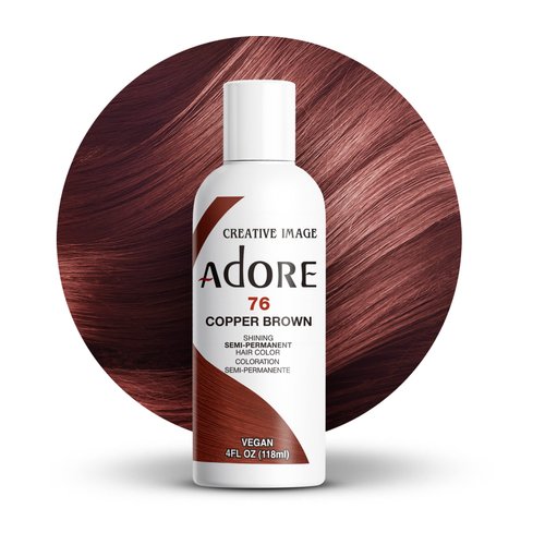 Adore Semi Permanent Hair Color - Vegan and Cruelty-Free Red Hair Dye - 4 Fl Oz - 076 Copper Brown (Pack of 1)
