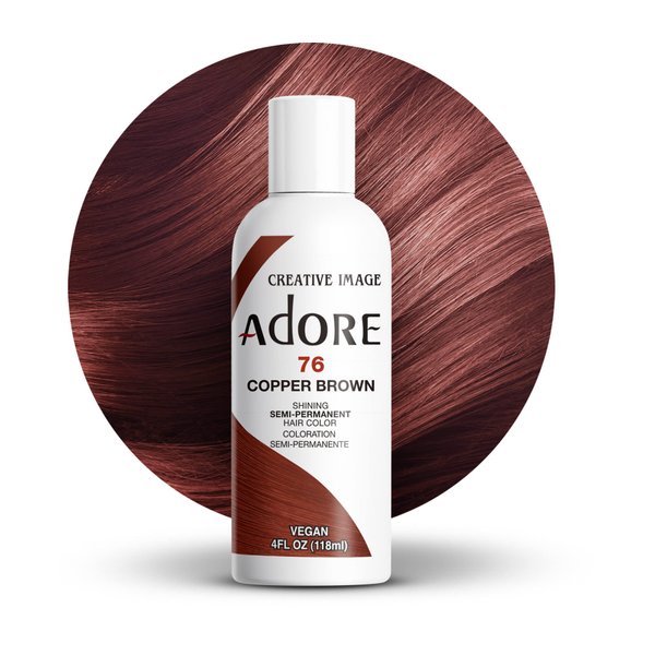 Adore Semi Permanent Hair Color - Vegan and Cruelty-Free Red Hair Dye - 4 Fl Oz - 076 Copper Brown (Pack of 1)