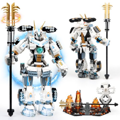 HIGH GODO Samurai Mech Warrior Building Sets, Robot with Long Swords Shields Display Base Building Blocks Toy Set, 1588 Pieces Creative Collectible Ninja Gift for Adults Man Teens Boys 8+