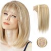 Uotp Synthetic Hair Crown Topper Closure Women Top Toupees Silky Straight Hair Topper Hairpieces Hair Bang with Clips Hair Extensions(14" Straight #27/613)