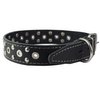 Dogs My Love Genuine Leather Studded Dog Collar 22"x1.4" Black Fits 14.5"-18" Neck