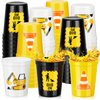 Domensi 24 Pcs Construction Party Cups 16oz Construction Themed Birthday Party Favors Dig in Party Excavator Stadium Cup Plastic Cups for construction themed parties, picnics, barbecues