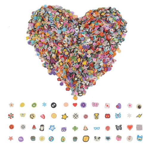 DIYASY 5000 Pcs 3D Nail Art Slice,Fruits Animals Flowers Slices for Slime Mini Fruit Fimo Clay Slices Hundreds Pattern for Nail Stuff DIY,1/5 inch.