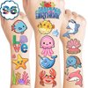 Under The Sea Temporary Tattoos 10 Sheets 110 PCS Ocean Animals Party Decorations Favors Supplies Summer Theme Birthday Cute Stickers Christmas Gifts for Boys Girls Class School Prizes Carnival