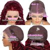 Gozebu 99j Burgundy Lace Front Wigs Human Hair Pre Plucked 13x4 Deep Wave Lace Front Wigs Human Hair Deep Curly Human Hair Lace Front Wigs 180% Density Glueless Wigs with Baby Hair (22 Inch)