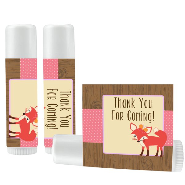 12 Fox Lip Balm Favors for Girl - Woodland Baby Shower Favors - Girl Fox Baby Shower - Woodland Birthday Favors - Fox Birthday Favors