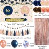 Gender Reveal Decorations He or She Reveal Backdrop Navy Blush Balloons PomPoms and Blush Pink Fringe Curtain for Gender Reveal Baby Shower Party Supplies