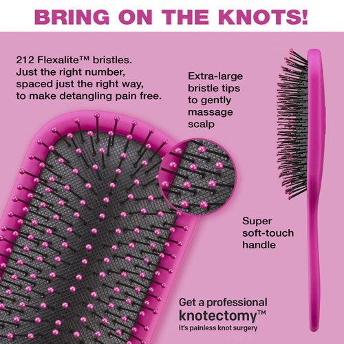 The Knot Dr. hair brush by Conair - Detangling hair brush - Ideal for all hair types - Removes Knots and Tangles in wet or dry Hair - Pink