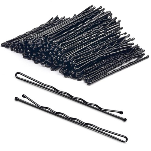 Pagabach 100PCS 2 Inch Black Hair Pins Bobby Pins Clips Curved Design with Ball Tips for Women Girls Fashion Hairdressing Beauty wedding with Case