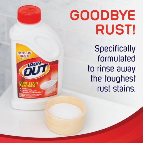 Iron OUT Powder Rust Stain Remover, Remove and Prevent Rust Stains in Bathrooms, Kitchens, Appliances, Laundry, and Outdoors, 1 Pound 12 Ounce