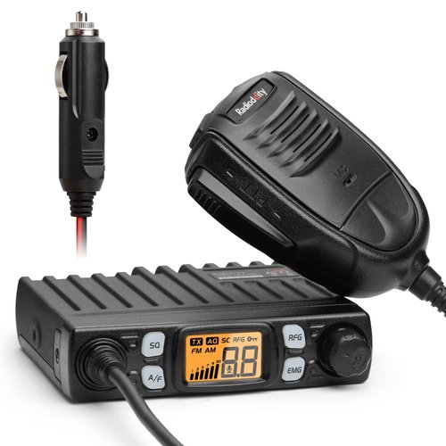 Radioddity CB-27 Pro CB Radio 40-Channel Mini Mobile with AM FM Instant Emergency Channel 9/19, 4W Power Output, LCD Display, VOX, RF Gain, and Handheld Mic