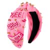 Western Headband Rhinestone Crystal Knotted Headbands Hot Pink Beaded YEEHAW Headband Jeweled Embellished Wide Top Knot Headband Western Cowgirl Accessories for Women Country Concert Rodeo Nashville
