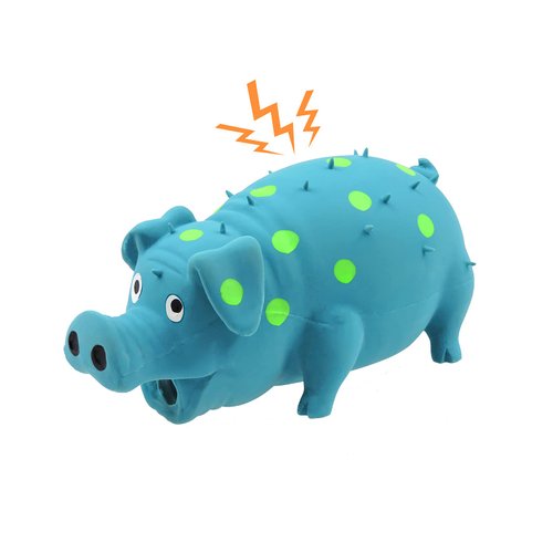 Andiker Dog Squeaky Toy, Dots Latex Dog Chew Toys with a Oinks Sound Squeaker Grunting Pig Dog To...