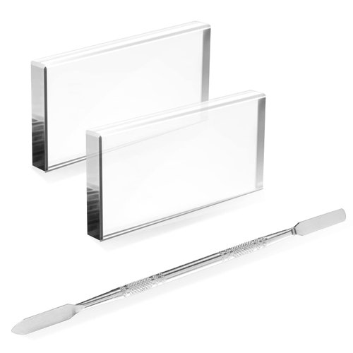 Beaupretty 3 Pieces Nail Art Painting Color Toning Gloss Boards Makeup Mixing Palettes Glass Makeup Palettes with Stainless Steel Dual Head Cuticle Pusher