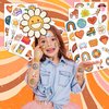 96PCS Groovy 70s Temporary Tattoos Birthday Party Decorations Favors Flower Power Good Vibes Retro Cute Tattoos Sticker Gift for Kids Boys and Girls, Prizes Themed Baby Shower Supplies