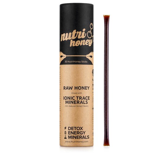 NATURAL SHILAJIT Honey Sticks - Shilajit Resin with Raw Honey, Fulvic Acid & Trace Minerals, Plant Based Nutrients for Energy, Immune Support & Vitality - 30 Shilajit Honey Sticks